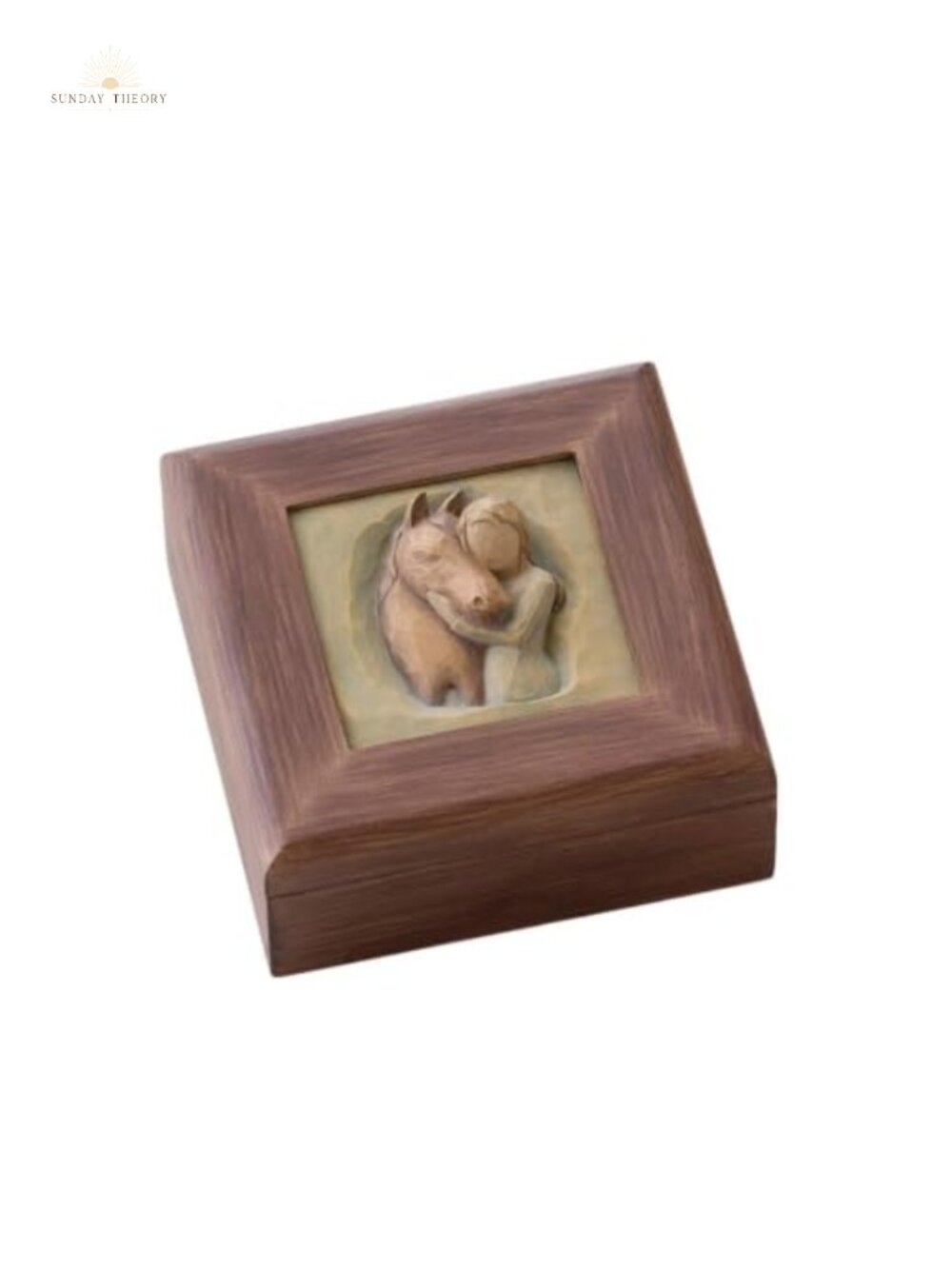Hand-Painted Wood Keepsake Box with Resin Sculpture